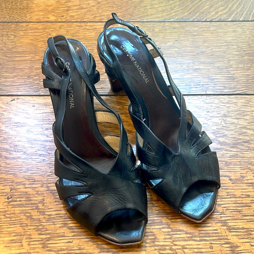 Costume National Soft Black Leather Sandal
